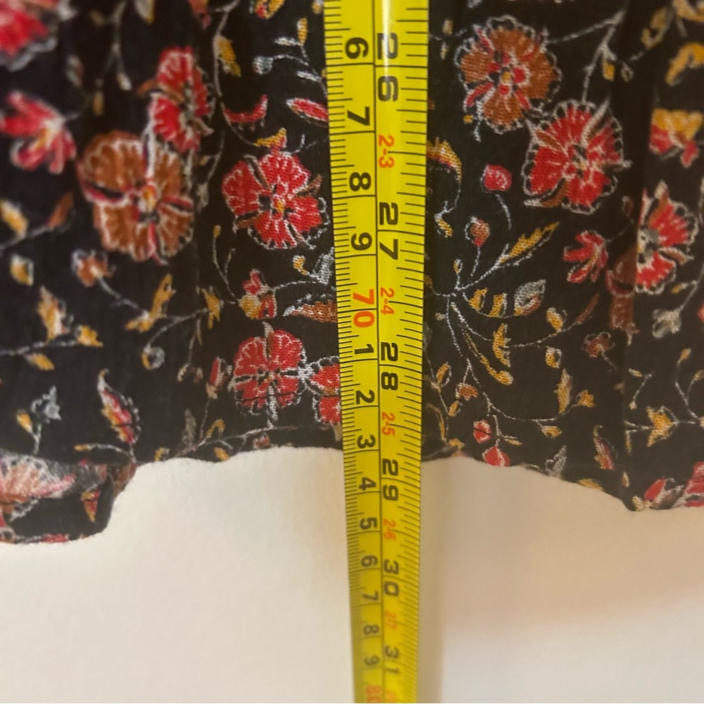 Old Navy-Black Floral‎ Blouse-Tassel Tie Neck-Sz XXL-Peasant-Boho-Cottagecore - Picture 10 of 11